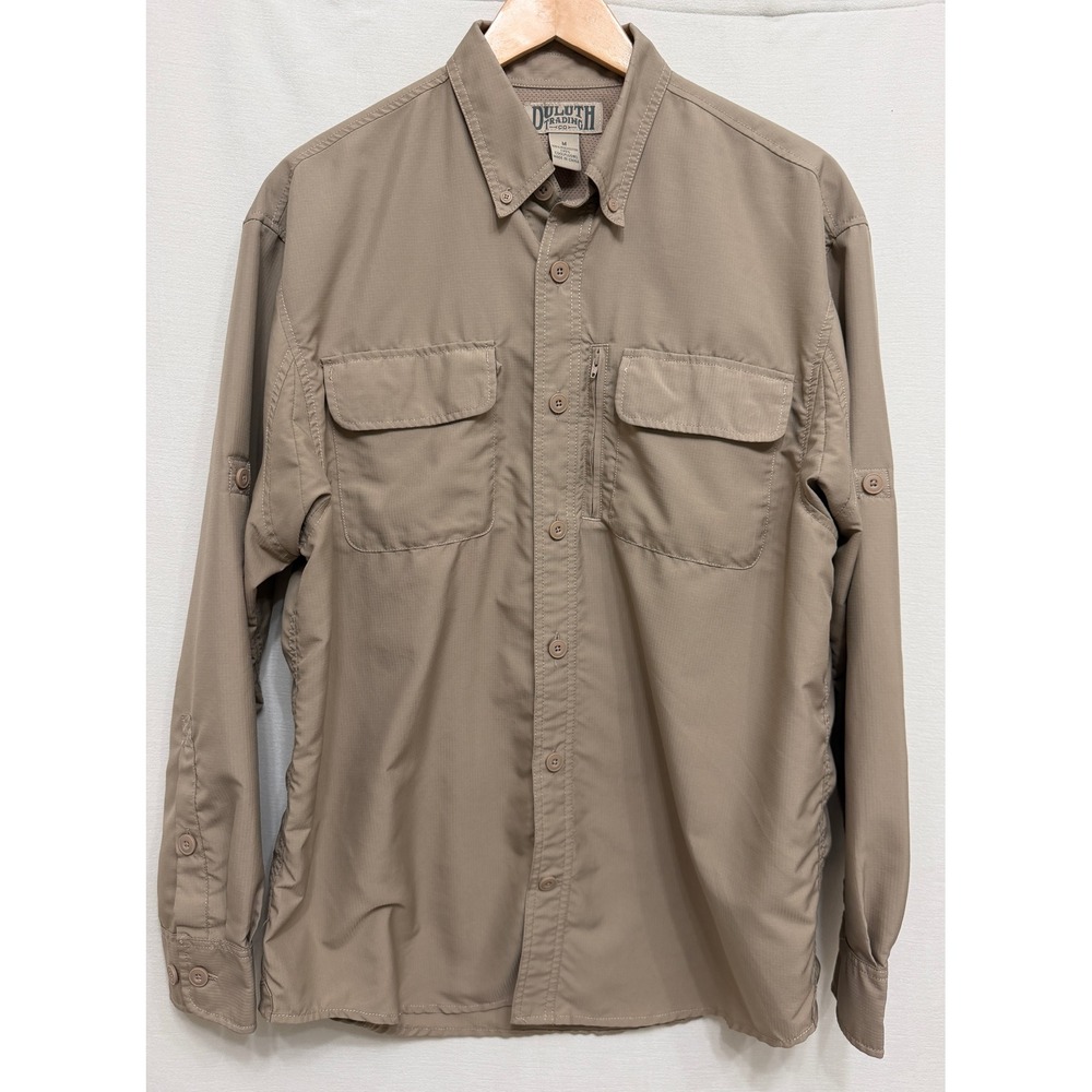 Duluth Men's Shirt Armachillo Tan Ripstop Cooling Hiking Outdoor Utility Medium